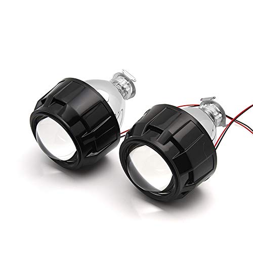 Angel Eyes 2.5 pulgadas Mini Xenon HID proyector Lentes de cabeza de lentes de lentes de retroceso AJUSTE H4 H7 Lámpara de cabeza de coche con carras de arma de gatting 672 ( Color : Black shrouds )