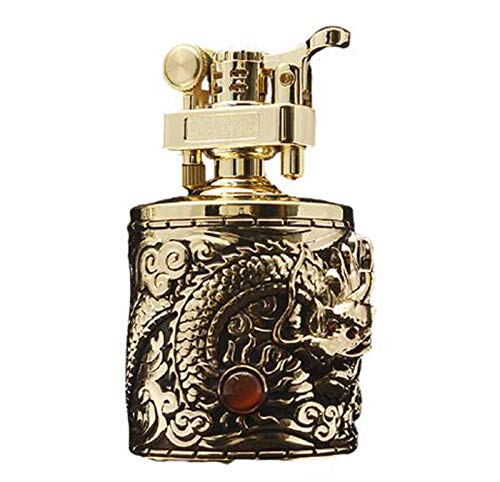 Antorcha Encendedor Mesa DecoracióN DragóN Volador Xiangyun Metal Lighter Queroseno Usado para Hombres Padre CumpleañOs Navidad Festival Regalo (Gas No Incluido),Golden