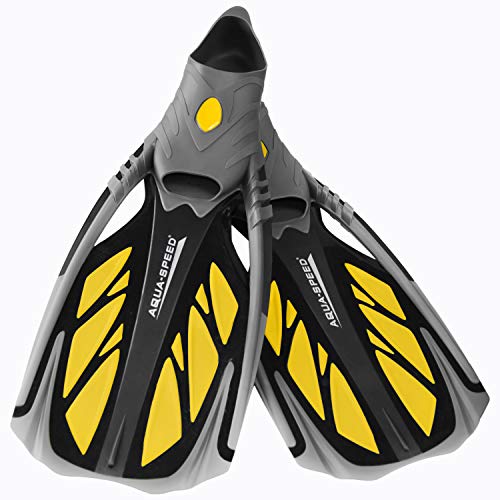 Aqua Speed INOX Aletas de Buceo | Aletas de natación | Aletas de esnórquel | Buceo de natación | cómodos | Gris/Amarillo | Tamaño: 42/43