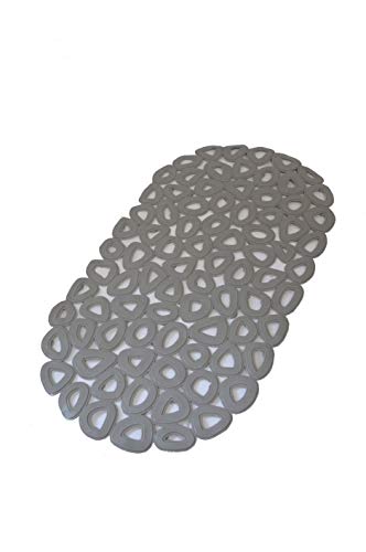 BM 4199 - Alfombrilla antideslizante de baño para ducha, con ventosas, medida 67 x 34 cm, PVC, gris