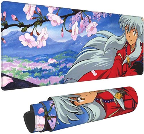 BOIPEEI Alfombrilla De Ratón RGB, Anime Ln-uya-sha Alfombrilla De Ratón Base De Goma Antideslizante Teclado De Escritorio Grande Alfombrilla De Ratón para Superficie De Juego/Oficina (30x80cm