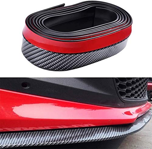 Bostar 2.5M Protector de Parachoques Coche Universal Spoiler Alerón Labio Delantero Carbono Fibra Tira de Pegatina Parachoques de Goma