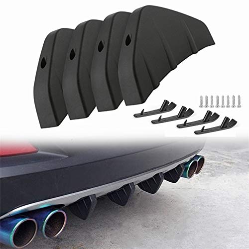 Bostar 4PCS Alerón de Parachoques Trasero Universal para Coche Protector de Difusor de Labio Spoiler Posterior (Negro)