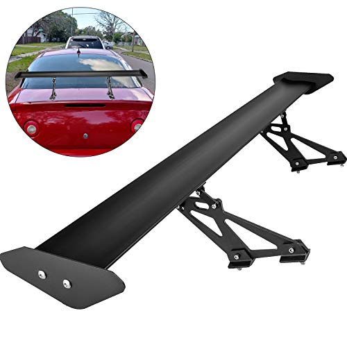 BuoQua Alerón Trasero para Coche 135 cm, de Aleación de Aluminio, Spoiler Trasero Coche de Aluminio, con Una Sola Cubierta Alerón Trasero Aerodinámico, Negro con Soportes Ajustables para Automóviles