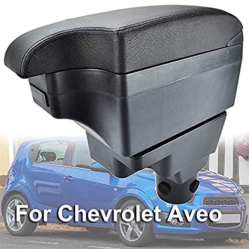 Caja de reposabrazos de Coche Caja de Consola Central Negra con diseño de Coche, para Chevrolet Sonic Aveo 2012-2018 Reposabrazos 2014-Red_Thread