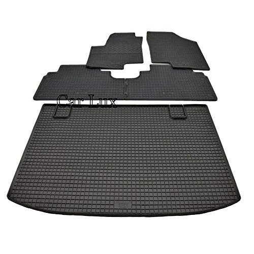 Car Lux DUO16048 - Alfombra Protector Cubre Maletero y Alfombrillas de Goma a Medida para Kia Venga Desde 2009-