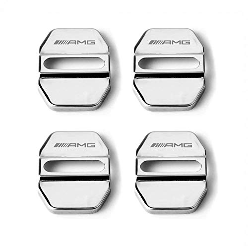 Carcasa protectora de puertas compatible con AMG acero inoxidable logo plata