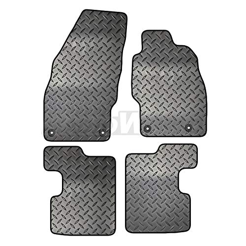 Carsio ZCUT-1312-(33 x 4), Juego de Alfombrillas de Goma a Medida de 4 Piezas, 4 Clips para Adaptarse – Opel Corsa D & E 2007 a 2019, Color Negro