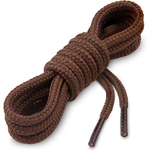 Cordones Redondos para Botas Miscly [3 Pares] Cordones Reforzados y Duraderos para Botas, Calzado de Seguridad y Zapatos de Senderismo - 5 mm Diámetro (183cm, Marrón)