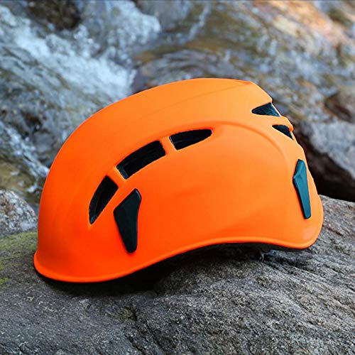 DAUERHAFT Casco Resistente y Seguro Casco de Escalada Ligero y Duradero con Cuatro Tarjetas de Faro para Escalada en Roca, montañismo(Orange)