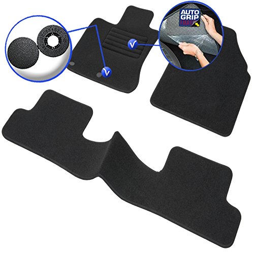 DBS Alfombrillas de Coche - A Medida - Alfombrillas para Coche - 3 uds. - Antideslizante - Moqueta en Negro 900 g/m² - Aspecto Terciopelo - Modelo Star - 1763695