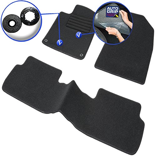 DBS Alfombrillas de Coche - A Medida - Alfombrillas para Coche - 3 uds. - Antideslizante - Moqueta en Negro 900 g/m² - Aspecto Terciopelo - Modelo Star - 1763182