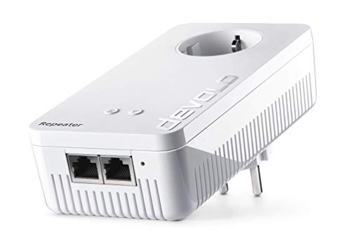 Devolo WiFi Repeater+ AC - Amplificador WiFi Dual con Enchufe (Compatible con Todos los routers, 1200 Mbit/s, 2X Puertos LAN, Modo Ap, Punto de Acceso), Blanco