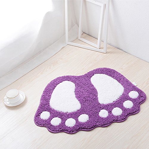 ele ELEOPTION Alfombra de baño Antideslizante, Alfombrillas de baño de Secado rápido y pies Lindos, Absorbente de Agua Suave y cómoda Antideslizante para Dormitorio, Cocina, Pasillo, 67x48CM, Púrpura