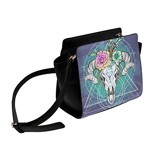 Étnico Nativo Americano Diseño Bull Skull Satchel Bolsa Bolsas Crossbody Bolsas de viaje Bolsas Duffel Correa Bolsas de hombro Organizador de equipaje para damas Chicas Mujeres Trabajar al aire libre