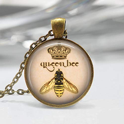 Flower World - Collar de Reina de Las Abejas, Diva Bumble Bee Entomology Honeybee, Adorno de Cristal cúpula, Regalo para Mujer