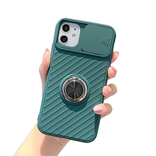 Funda para iPhone 12/12 Mini/12 Pro MAX [Protección de La Cámara] con Tapa Deslizante Soporte de Anillo Anti Rasguños Anti Arañazos Back Cover,Verde,11Promax