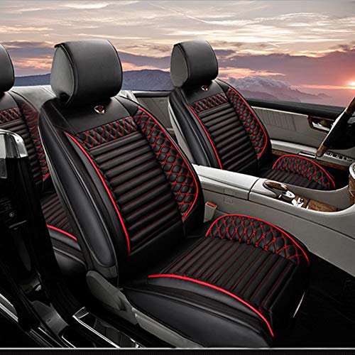 Fundas Asientos Coche Para Volvo S40 S60 S80 S90 S80L S60L V40 V60 V90 Protector Asiento Cuero Universales 5-Asiento,Súper Suave Cómodo Negro rojo Estándar