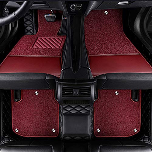 FYMIJJ Juego de Alfombrillas de Coche,Car Floor mats for SsangYong rexton Rodius ActYon Korando Kyron Auto Accessories Car mats,Black Wine Red