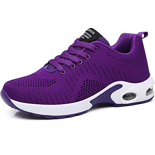 GAXmi Zapatillas Deportivas de Mujer Air Cordones Zapatos de Ligero Running Fitness Zapatillas de para Correr Antideslizantes Amortiguación Sneakers Morado 40 EU