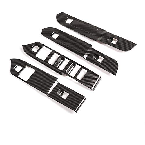 Glingfjz Accesorios de Coche, para Land Rover Defender 2020 ABS Botones de Interruptor de elevación de Ventana de Fibra de Carbono Pegatinas de Ajuste de la Cubierta del Marco LHD y RHD