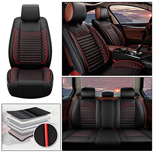 Handao-US Fundas de asiento de coche para Skoda Superb de 5 asientos, protección impermeable para todo tipo de clima, fácil instalación (compatible con airbag), color negro