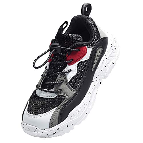 Harvest Land Zapatillas unisex para niños, zapatillas de tenis para interiores, zapatillas de senderismo, zapatillas deportivas para niños, color Negro, talla 30.5 EU