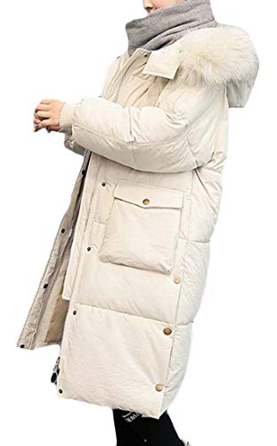 H&E Anoraks - Abrigo con Capucha y Cremallera para Mujer con Bolsillo Blanco Blanco S