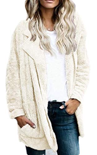 H&E Anoraks - Abrigo de Forro Polar para Mujer con Bolsillo Blanco Blanco S