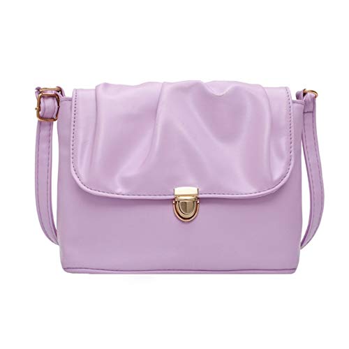 HZMM Bolso de las señoras Bolso De Las Señoras Del Color Sólido De La Manera Del Hombro Del Bolso De La Honda Del Cuero De La PU De Las Mujeres Plisado De La Aleta Del Mensajero De Crossbody De La Tal