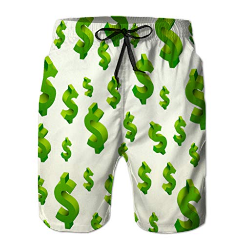 jiilwkie Mens Summer Swim Trunks Shorts de Playa de Secado rápido Shorts con símbolos de dólar en TH L