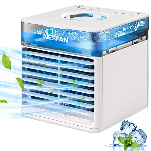 JIMACRO Aire Acondicionado Portátil, NEXFAN Air Cooler Humidificador,USB Oficina Ventilador de Escritorio Aire Personal Enfriador Climatizador para el hogar, al Aire Libre (Blanco)