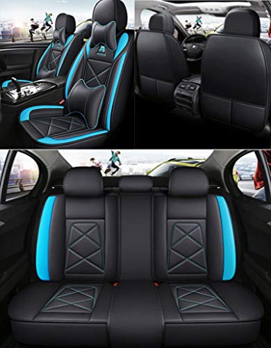 JYPZSH Funda De Asiento De Coche Universal para Hyundai Tucson 2019 I20 Ix20 I10 Genesis G80 G90 Matrix Grandeur Rohens Veracr Hb20 Accesorios De Coche-Negro Azul De Lujo