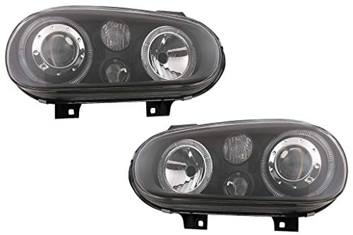 KITT HLVWG4BAN - Faros delanteros de ojos de ángel, llantas de doble halo 09.1997-09.2003, color negro LHD o RHD