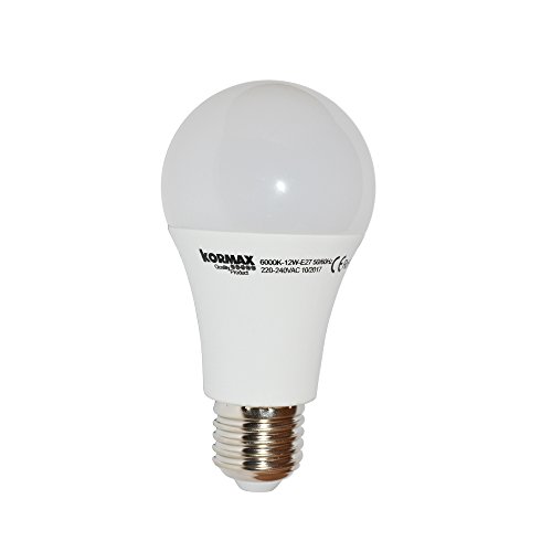 Kormax Bombilla LED Luz Fría E27, 12 W, Blanco