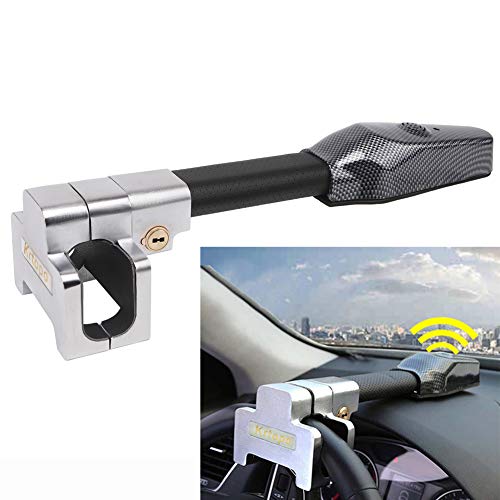 Krtopo Bloqueo Universal Antirrobo Auto del Volante del Coche con Llaves Alarma de Seguridad T-Lock Negro