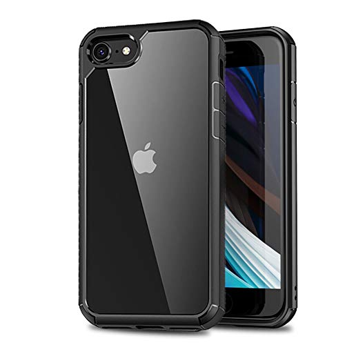 LAYJOY Funda iPhone SE 2020, iPhone 8, Funda iPhone 7, Carcasa Ligera Bumper Silicona Suave Negro TPU y Transparente Duro PC Case Anti-Arañazos, Anti-Golpes Caso Cover (4.7 Pulgadas)