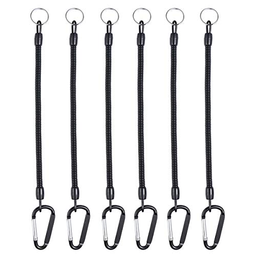 LIOOBO 6 Piezas Cordón de Seguridad para alicates con Agarres de Labios Elementos de Amarre Pesca náutica Cuerdas Kayak Herramientas para Peces de Pescado (Negro)