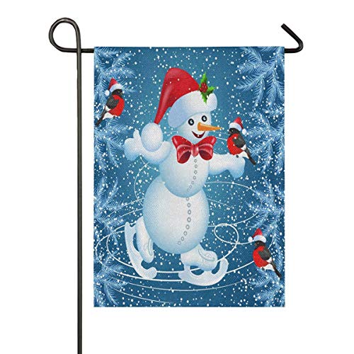 LL-Shop Bandera de jardín de arpillera de muñeco de Nieve de Invierno de Doble Cara, Banderas de la casa, Bandera Decorativa al Aire Libre de Temporada de Vacaciones