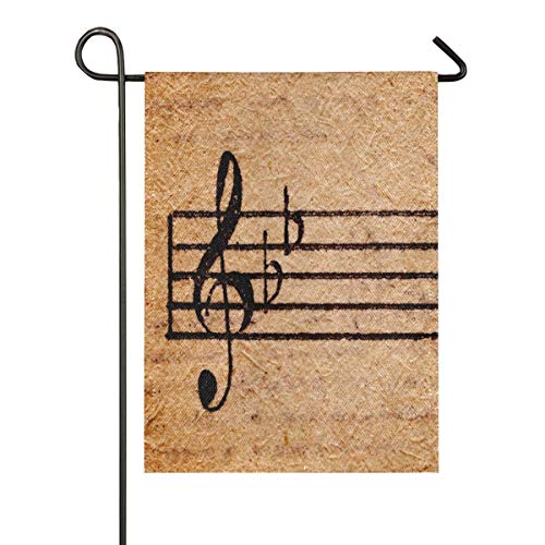 LL-Shop Hoja de música Antigua Grungy Arpillera Bandera de jardín de Doble Cara, Banderas de la casa, Bandera Decorativa de Temporada de Vacaciones al Aire Libre