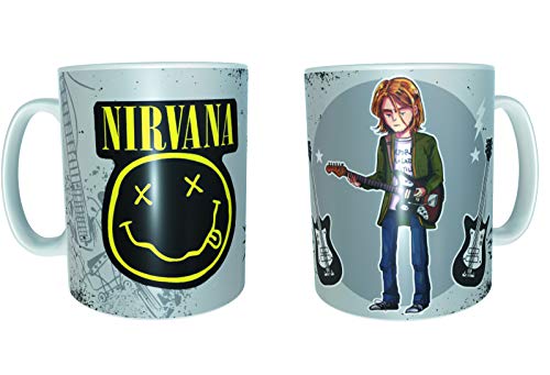 Los Eventos de la Tata. Taza de desayuno Kurt Cobein Grupo de Rock Nirvana