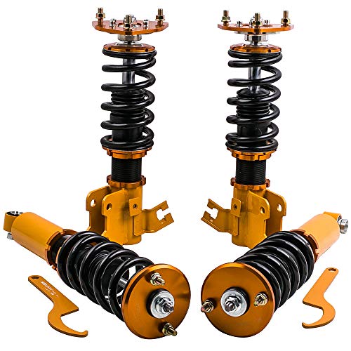 maXpeedingrods 4x Coilover, Amortiguador con Muelle para Coche Silva S13 180SX Sileighty 200SX 240SX, Un Juego Completo (2 Delanteros y 2 Traseros) de Resorte Helicoidal, Suspensión Regulable