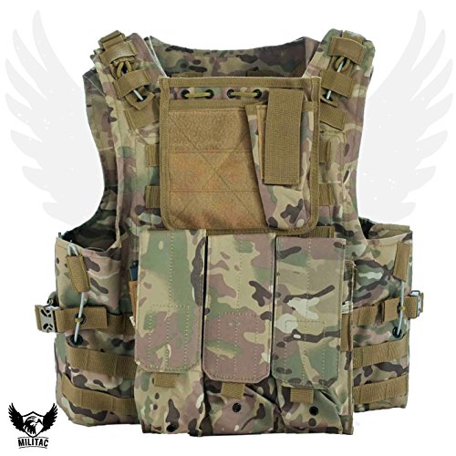 Militac - Chaleco táctico Delta,perfecto para airsoft, asalto, combate; incluye bolsillos portacargadores, MTP