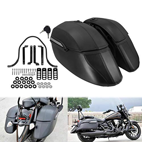 Motocicleta Accesorios Motocicleta Universal Classic Bolsos Duros Saddlebags & Heavy Duty Montaje Negro Ajuste para Kawasaki Fit For Honda Fit para Harley Touring Softail (Color : Saddle Bags Kit)