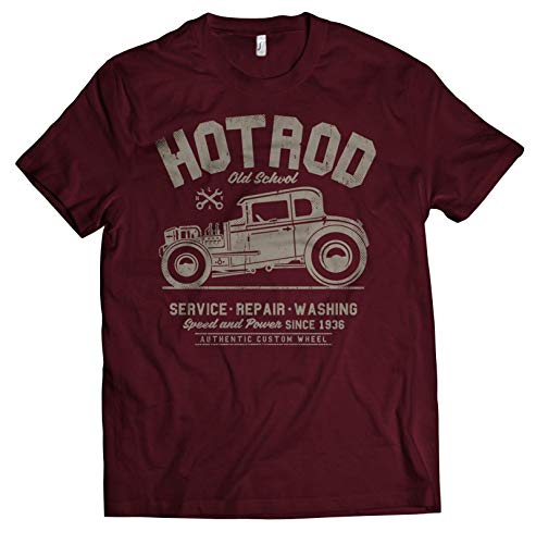 NG articlezz Camiseta Hombre – Hot Rod Garage - de Culto Camisa Manga Corta Euch Atornillador Talla S – 5XL - Rojo Oscuro/Burdeos, XXL