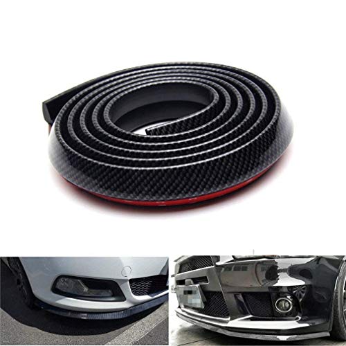 Protector de Parachoques,Lypumso Coche Alerón Labio Delantero Carbono Fibra 2.5M Universal Protector Pegatina de Parachoques Lip Bumper Falda de Coche Fuerte Pegajoso (Negro+Plata)