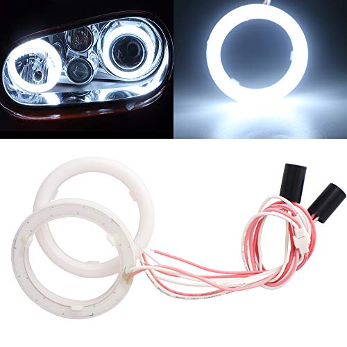 Qasim 1 par de LED Faros Angel Eyes 70MM Blanco 2835 42SMD con Cubierta Ojos de Ángel Motocicleta Coche Halo Anillos para DRL Faro Luz Antiniebla Diurna DC9-28V