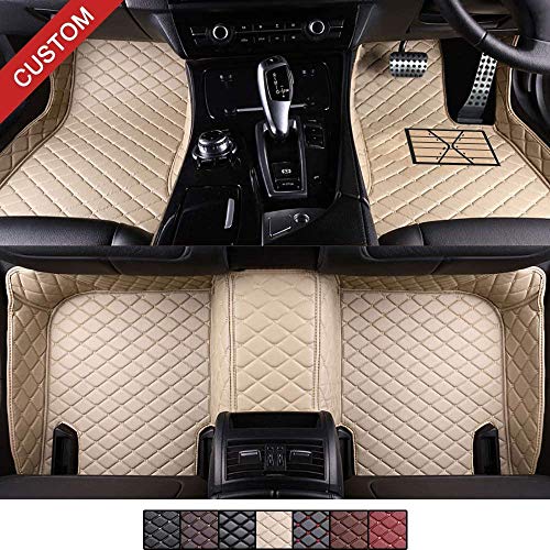 QIONGS Alfombrillas de Coche Personalizadas para BM W Serie 5 F10 Alfombrillas de Coche sedán BM W Alfombrilla de Cuero Antideslizante 3D Alfombrillas de Coche Personalizadas, Beige