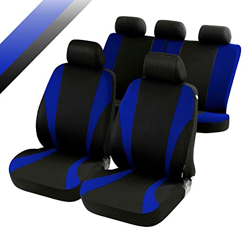 rmg-distribuzione Fundas de Asiento para Passat Variant versión (2011-2014 (362) compatibles con Asientos con airbag, reposabrazos Lateral, Asientos Traseros separables, Color Negro y Azul R05S0961