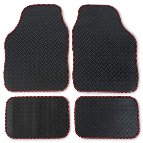 Safe Travel 27852 Alfombrillas Universales para Coche, Resistentes De Goma, Color Rojo